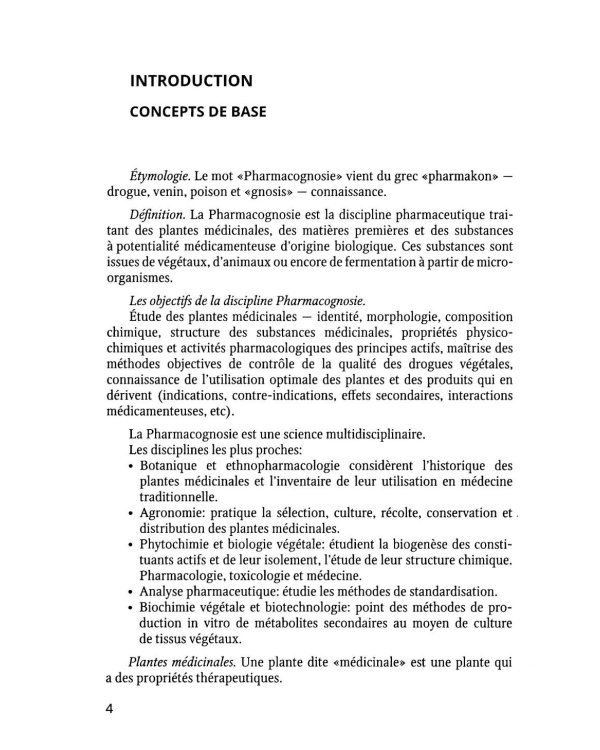 Pharmacognosie. Plantes medicinales