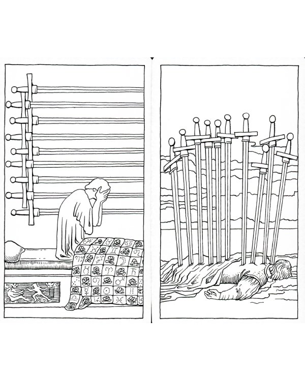 Таро Уэйта в контурах (78 карт для раскрашивания и медитации + 2 карты пустые)