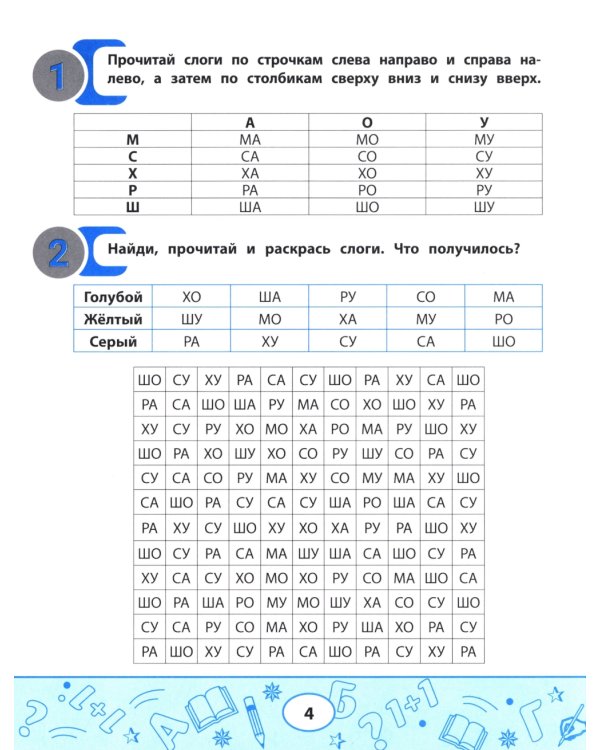 Слоговые таблицы для автоматизации навыка чтения