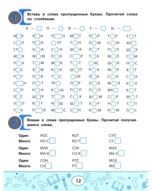 Слоговые таблицы для автоматизации навыка чтения