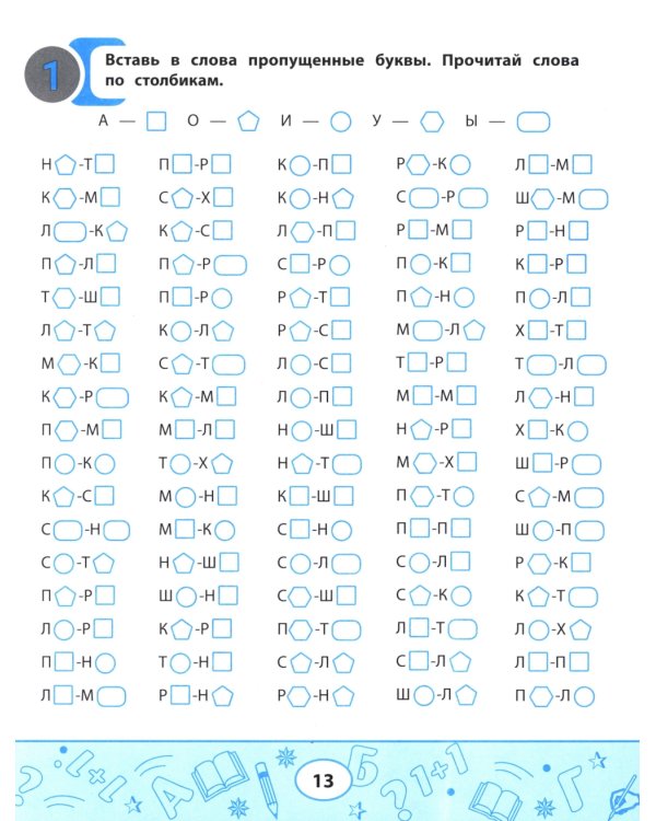 Слоговые таблицы для автоматизации навыка чтения