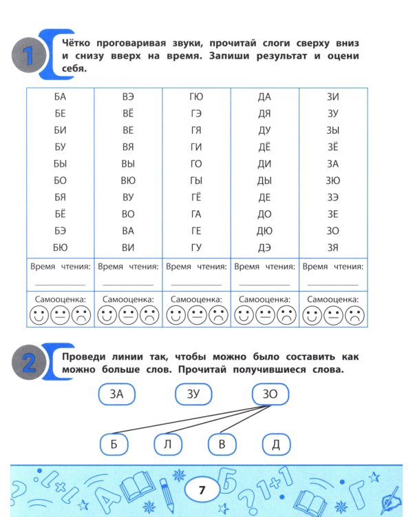 Слоговые таблицы для проверки скорости чтения