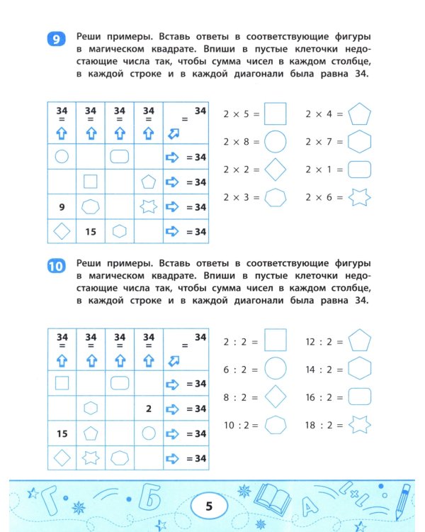 Таблица умножения и деления с магическими квадратами