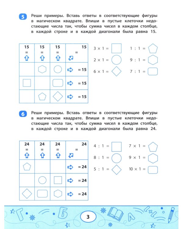 Таблица умножения и деления с магическими квадратами