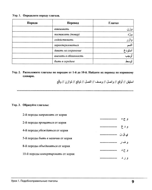 Неправильные глаголы арабского языка (таблицы + рабочая тетрать)
