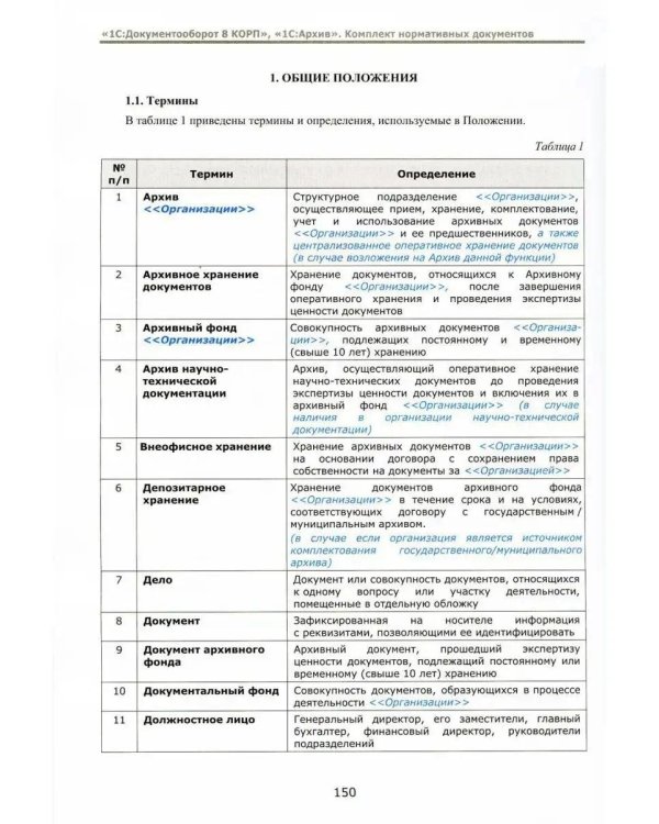 1С:Документооборот 8 КОРП, "1С:Архив". Комплект нормативных документов – 2023. Методика управления документами и совместной работой