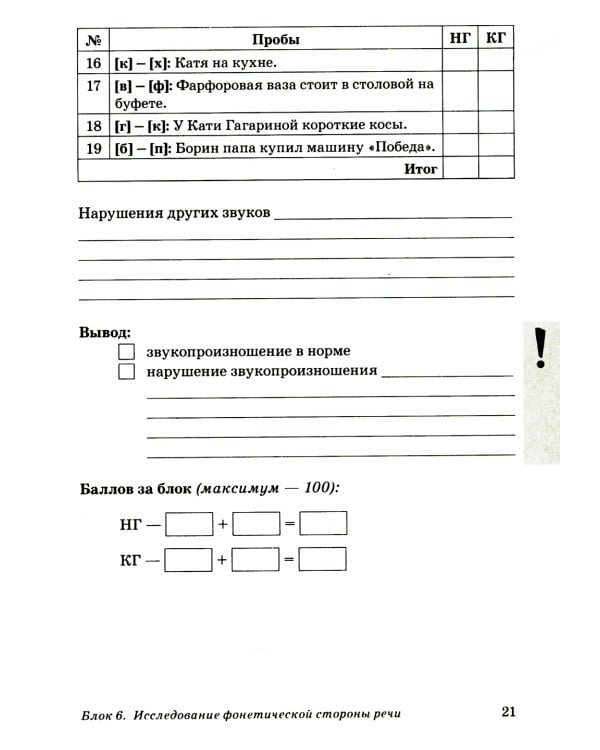 Обследование речи детей 6-7 лет с ОНР. Речевая карта для проведения обследования в подготовительной к школе группе ДОУ