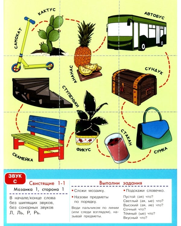 Логопедическая мозаика: свистящие звуки С, Сь, З, Зь, Ц