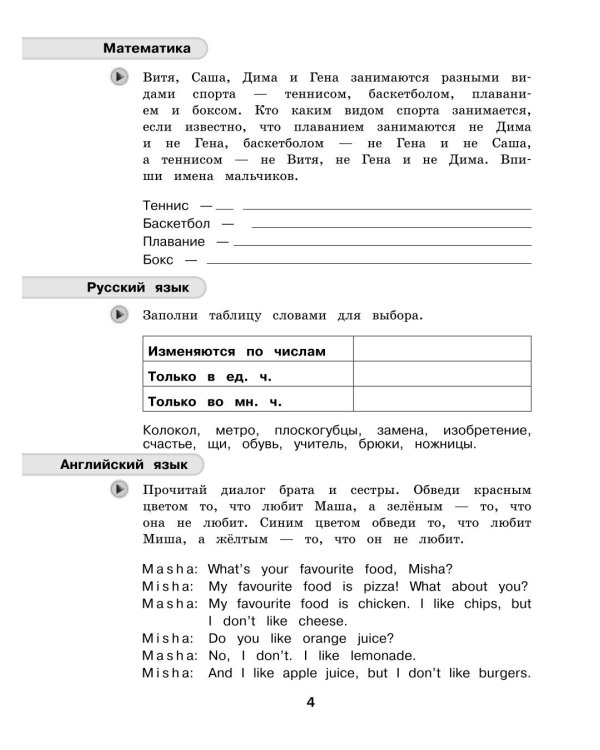 Летние задания. Математика, русский язык, английский язык. Переходим в 4-й класс