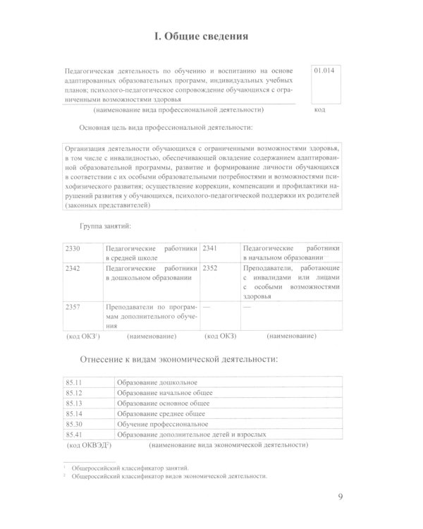 Профессиональный стандарт "Педагог-дефектолог"