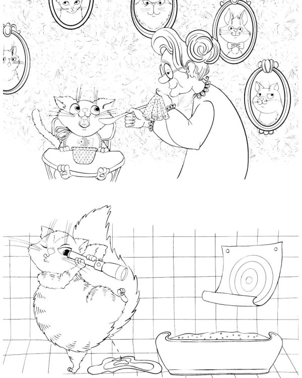 Кот и вот: раскраска