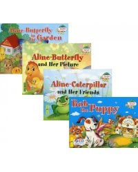 Читаем вместе. Сборник сказок Уровень 1 (комплект 4 книги +CD на англ.яз. (Щенок Боб, Гусеница Алина, Бабочка Алина и ее картина)