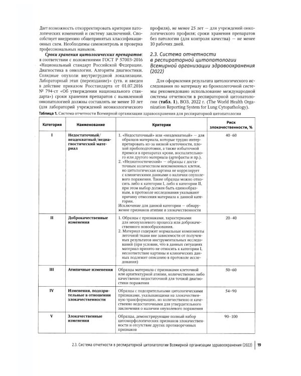 Цитологическая диагностика патологии бронхолегочной системы