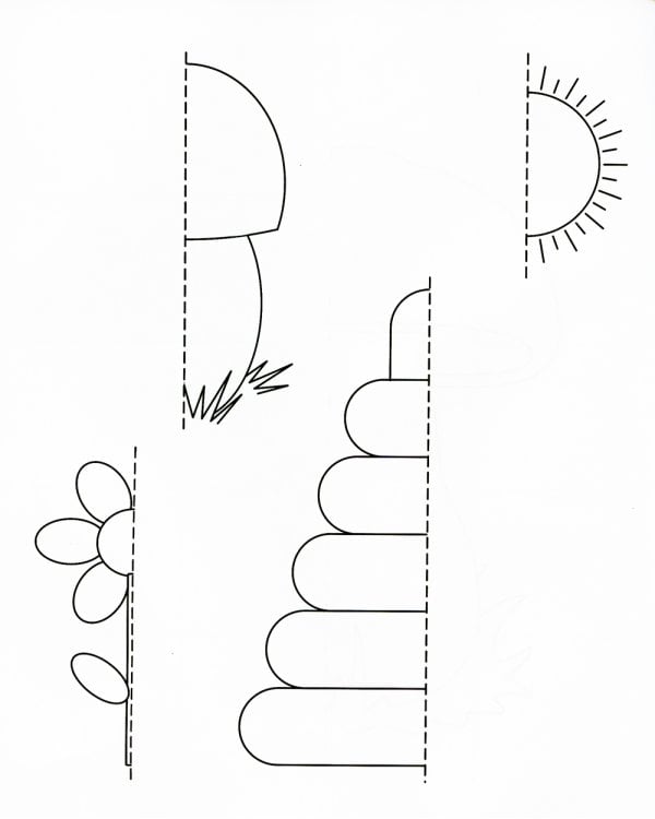 Дорисовочки. Придумай и раскрась. Половинки: занимательные задания для подготовки к письму. 5 лет