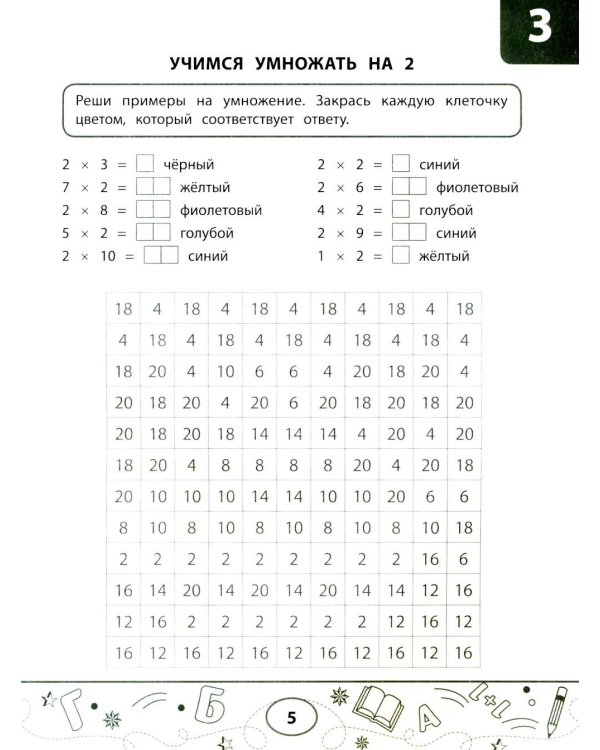 Математические тесты-раскраски: таблица умножения