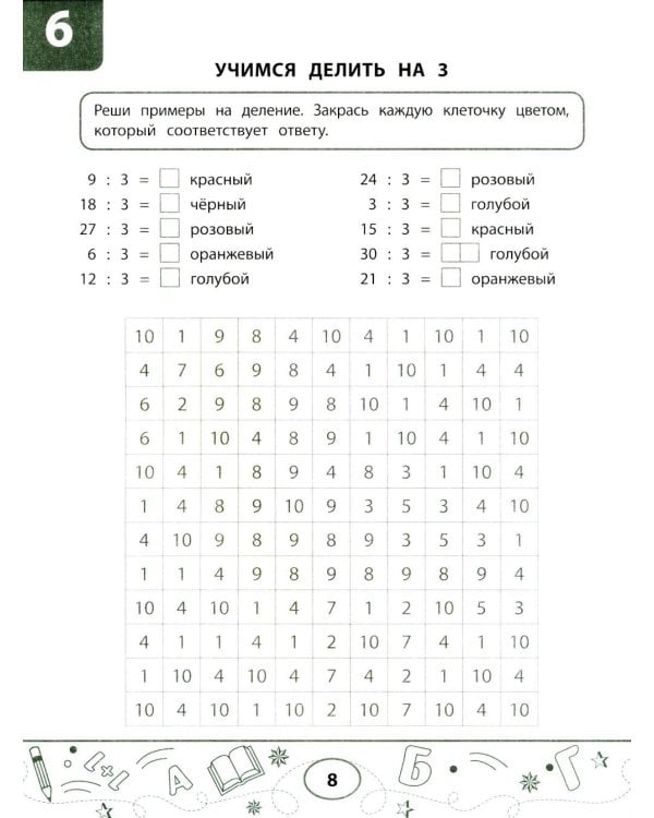 Математические тесты-раскраски: таблица умножения