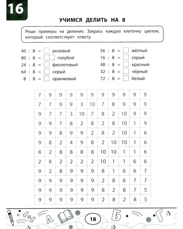 Математические тесты-раскраски: таблица умножения