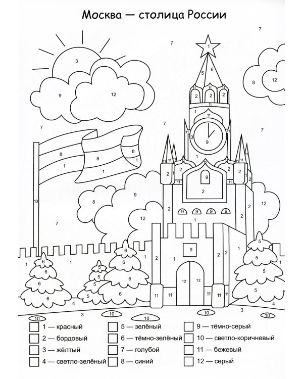 Патриотическая раскраска по номерам. Россия - моя Родина. 0+