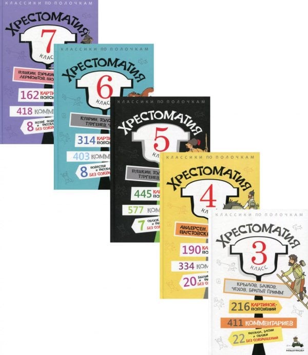 Хрестоматия. 3-7 кл. (Комплект из 5 кн.)