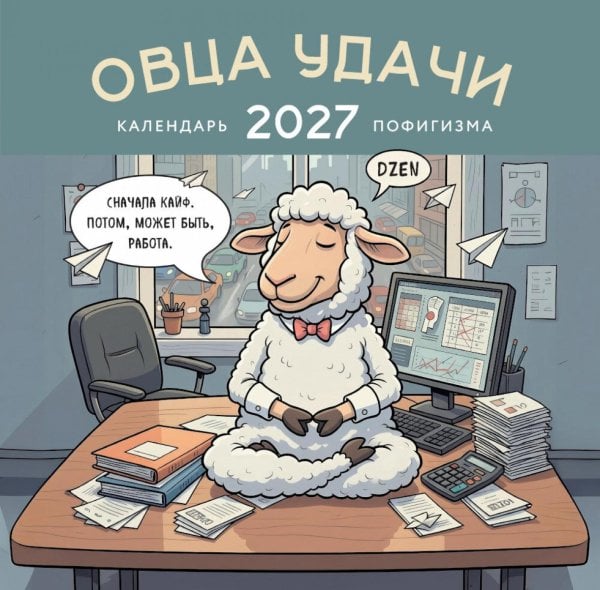 Обложка книги «Овца удачи. Календарь пофигизма. Календарь настенный на 2027 год (300х300 мм)» — None, ISBN 9785042406928