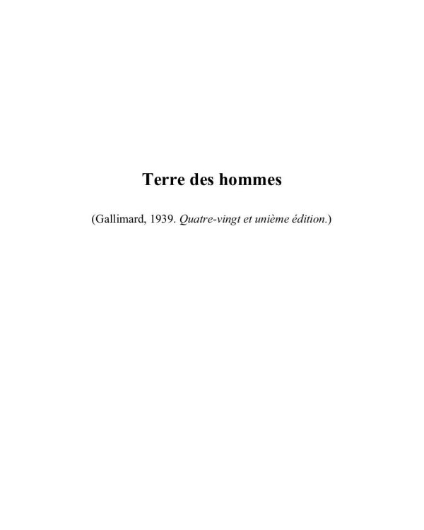 Terre des Hommes (на французском.языке)