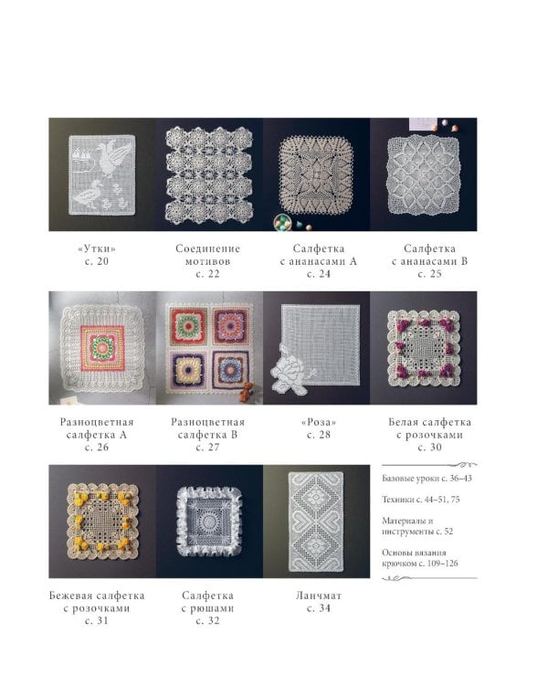 Японское ажурное вязание. Квадратные салфетки: полное практическое руководство по вязанию крючком