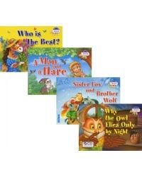 Читаем вместе. Сборник сказок Уровень 2 (комплект 4 книги +CD (Почему сова летает только ночью,Лисичка-сестричка и братец волк,Мужик и заяц,Кто самый)