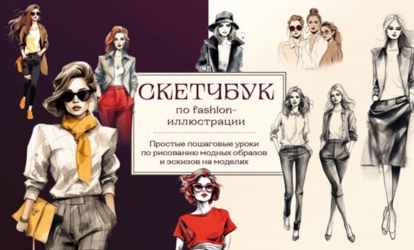 Рисование для начинающих. Скетчбуки с уроками внутри Скетчбук по fashion-иллюстрации. Простые пошаговые уроки по рисованию модных образов и эскизов на моделях