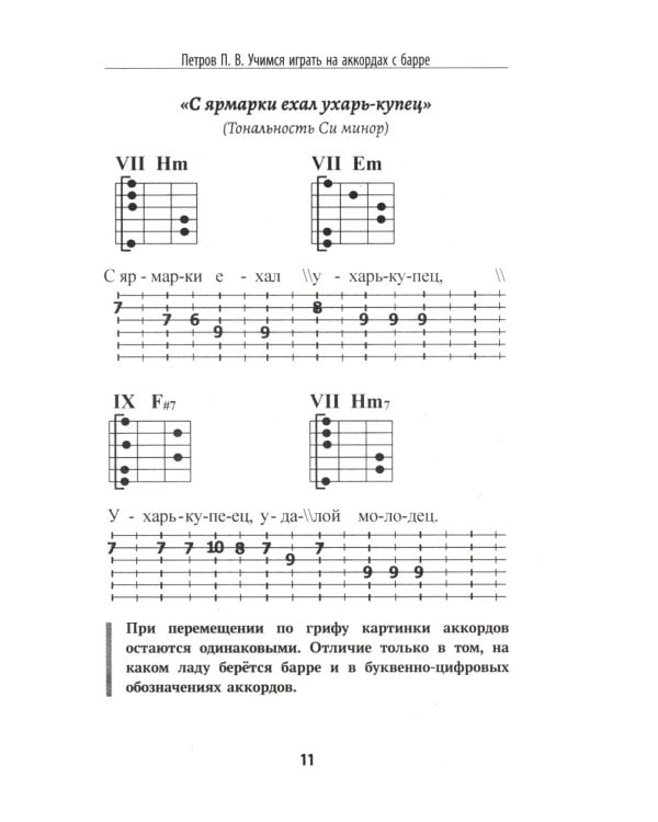 Самоучитель игры на шестиструнной гитаре: учимся играть на аккордах с барре: безнотный метод. 3-е изд