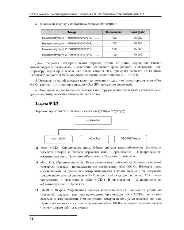 Сборник задач для подготовки к экзамену "1С:Специалист" по конфигурированию и внедрению прикладного решения "1С:Управление торговлей 8", редакция 11.5