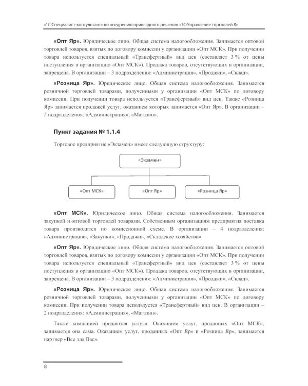 Сборник задач для подготовки к экзамену "1С:Специалист-консультант" по внедрению прикладного решения "1С:Управление торговлей 8"