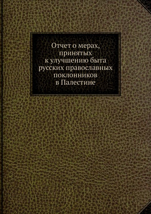 Отчет о мерах, принятых к улучшению быта русских православных поклонников в Палестине