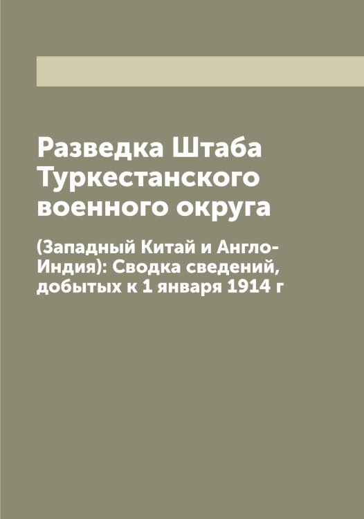 Обложка книги «Разведка Штаба Туркестанского военного округа» — Нет автора, ISBN 9785519780070