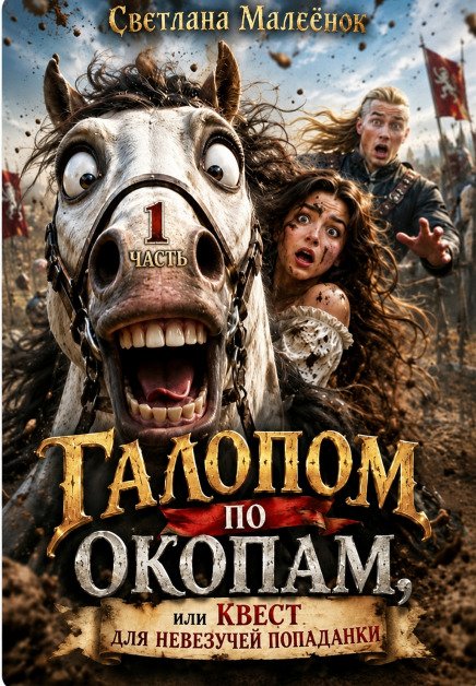 Обложка книги «Галопом по окопам, или Квест для невезучей попаданки» — Светлана Малеёнок, ISBN 9785524027894