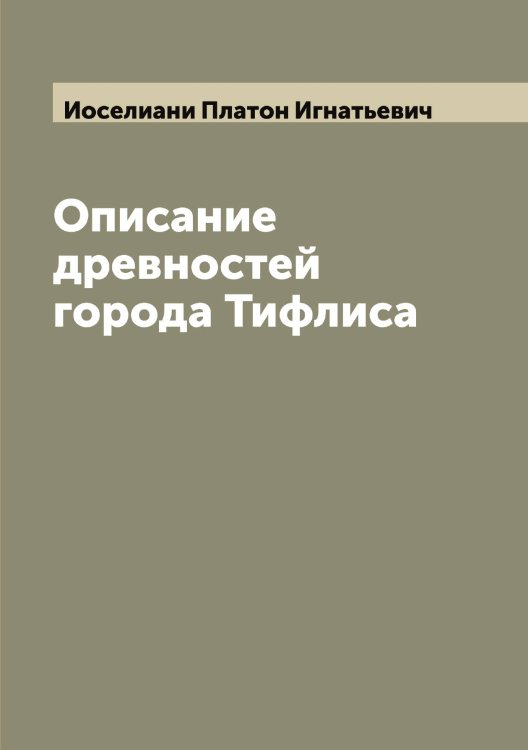 Обложка книги «Описание древностей города Тифлиса» — Иоселиани Платон Игнатьевич, ISBN 9785519872799