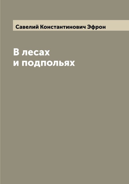 Обложка книги «В лесах и подпольях» — Савелий Константинович Эфрон, ISBN 9785521393428