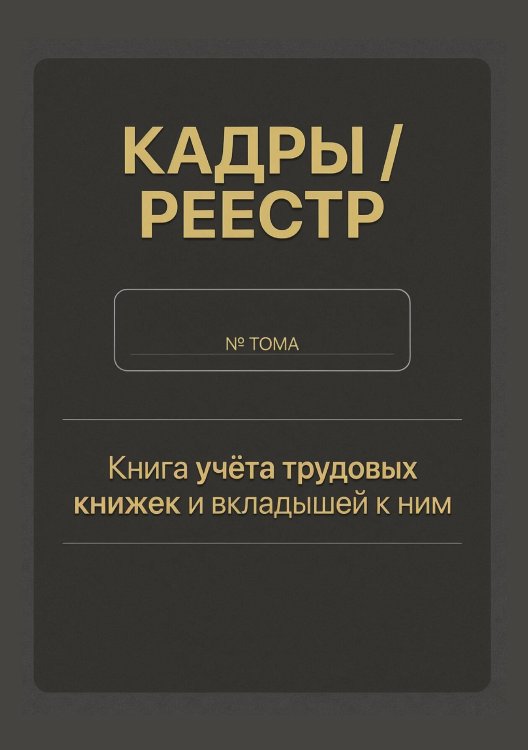 Обложка книги «Книга учета трудовых книжек и вкладыщей к ним, дизайн: "Ментранпаж", 100 страниц» — Нет автора, ISBN 9785521988334