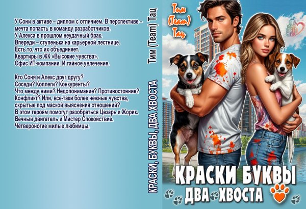 Обложка книги «Краски, буквы, два хвоста» — Тим (Team) Тац, ISBN 9785524057921