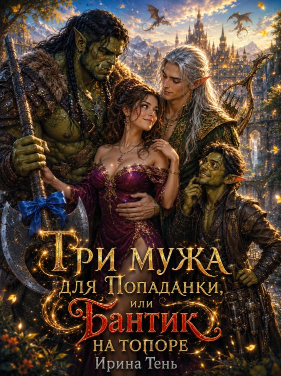 Обложка книги «Три мужа для попаданки или Бантик на топоре» — Ирина Тень, ISBN 9785524065087