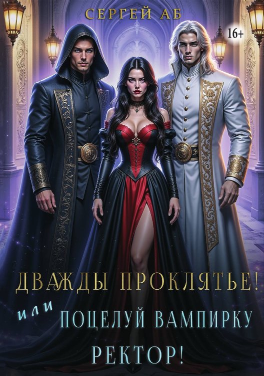 Обложка книги «Дважды Проклятье! Поцелуй Вампирку, Ректор!» — Сергей Аб, ISBN 9785521995561