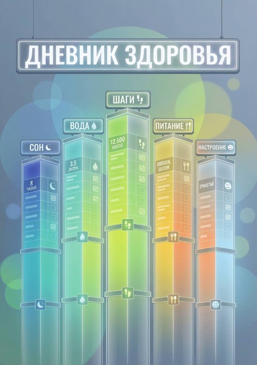 Обложка книги «Дневник здоровья, дизайн: "Метранпаж", 100 страниц, А5» — Нет автора, ISBN 9785521988778