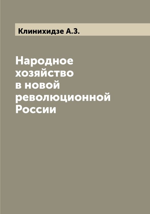 Обложка книги «Народное хозяйство в новой революционной России» — Клинихидзе А.З., ISBN 9785519893237