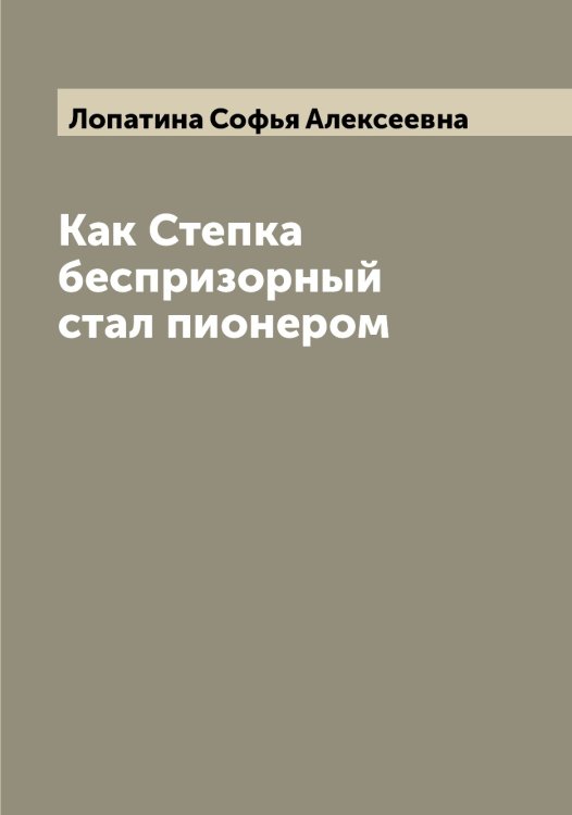 Обложка книги «Как Степка беспризорный стал пионером» — Лопатина Софья Алексеевна, ISBN 9785519938938