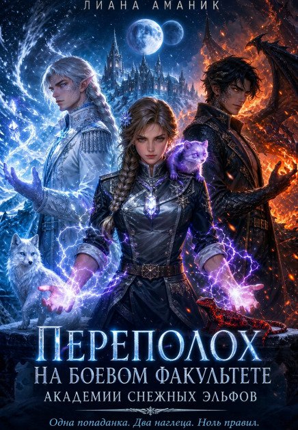 Обложка книги «Переполох на боевом факультете академии снежных эльфов» — Лиана Аманик, ISBN 9785524037060