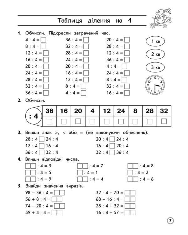 Тренажер з математики. Таблиці множення та ділення чисел 1–9. 3 клас