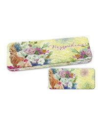 Коробочка подарочная для денег Букет Конверт для денег арт.43667 (16,6х7,6х1см, из черного окрашенного металла) / 16,6х7,6х1