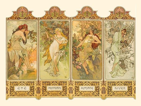 Постер.Альфонс Муха. Серия «Времена года 1886г.». Формат А3.