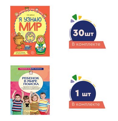 Комплект. Ребенок в мире поиска для младшей группы детского сада детям 34 лет программа+ 30 тетр