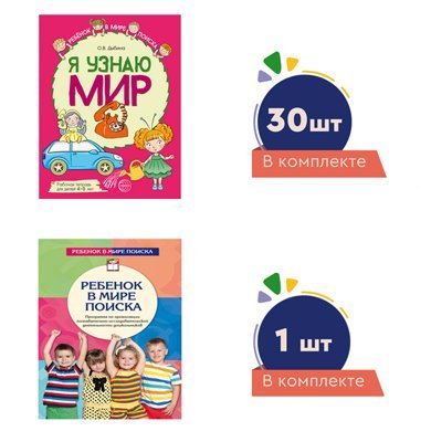 Комплект. Ребенок в мире поиска для средней группы детского сада детям 45 лет программа+ 30 тетр