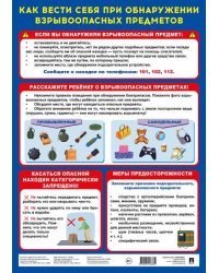 Как вести себя при обнаружении взрывоопасных предметов. Наглядно-оформительский плакат.-М.:Проспект,2025.